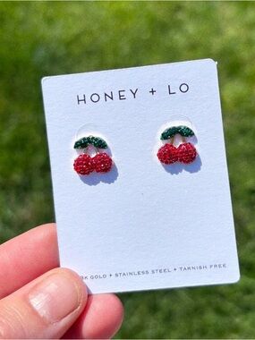 Red Cherry Crystal Stud Earrings